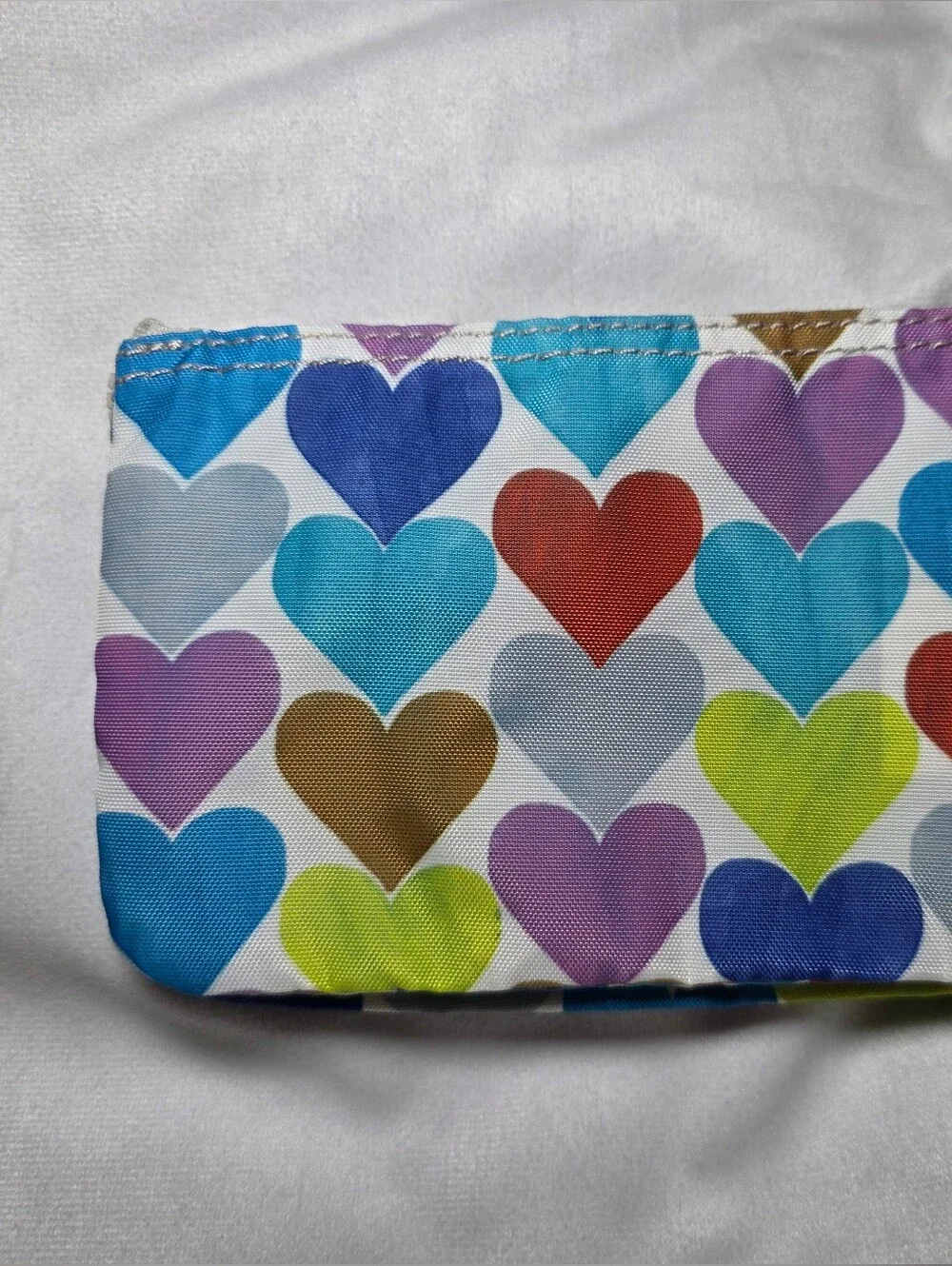 Kipling Creativity Pouch Crisp Festive Beauty Heart Print Wristlet AC3439 NWT